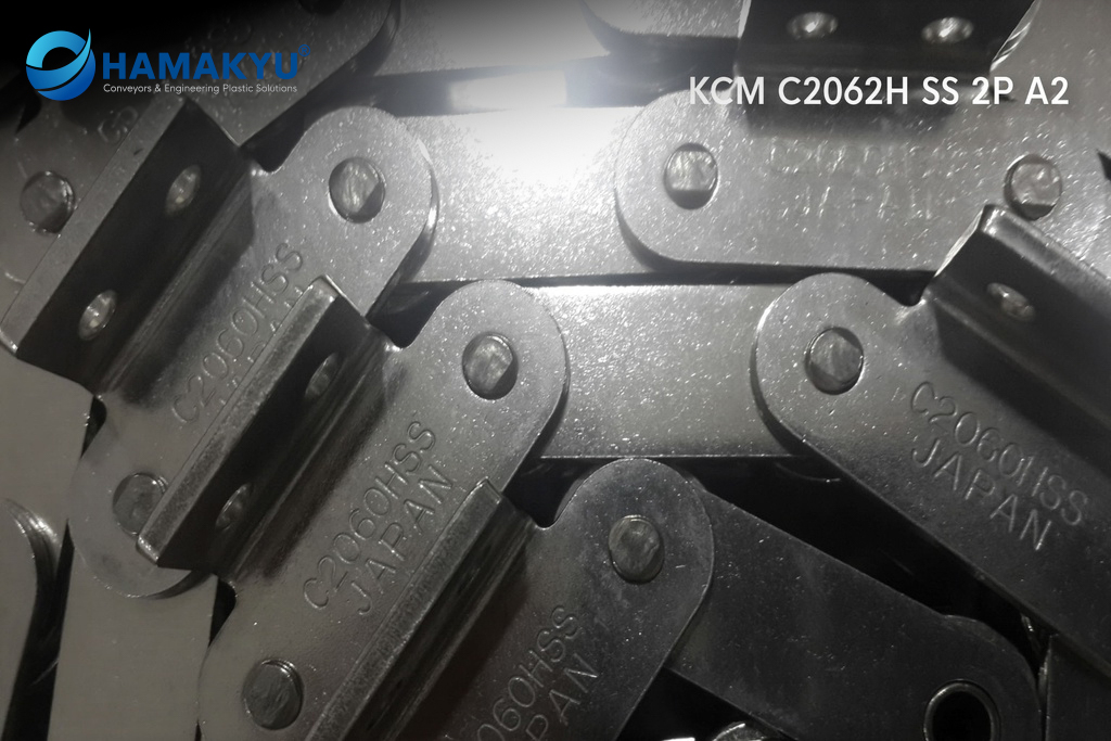 KCM SS Double Pitch Roller Chains With Attachments